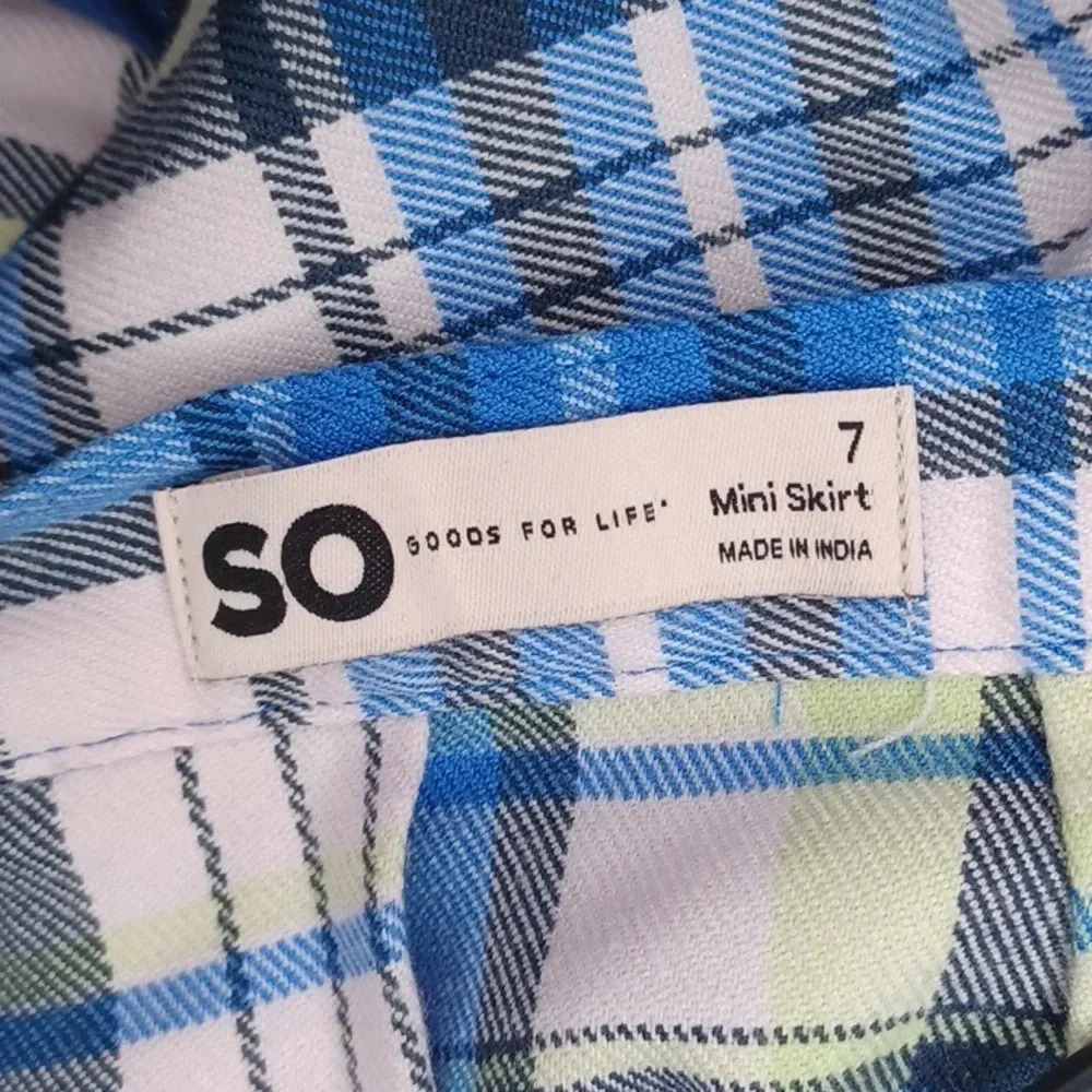 SO Plaid Y2K Preppy Coquette blue and white mini pleated skater skirt - Picture 5 of 5